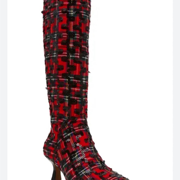Betsey Johnson Shoes - BNIB Betsy Johnson Stylish Pamala Red Plaid Knee-High Women's Boots size 10